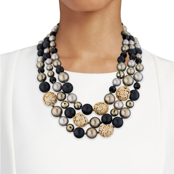 Alexis Bittar Multi-Strand Faux Pearls And Crystals Necklace Couture. - Picture 5 of 5